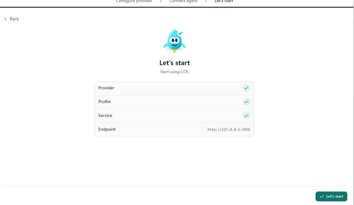 在 Let's start 页面启动 Claude Code Router